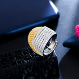 ThreeGraces CZ Two Tone Plated Wedding Ring RG162