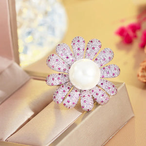 ThreeGraces CZ Big Flower Shape Adjustable Engagement Ring