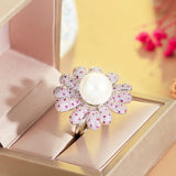 ThreeGraces CZ Big Flower Shape Adjustable Engagement Ring