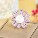 ThreeGraces CZ Big Flower Shape Adjustable Engagement Ring