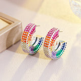 ThreeGraces Multicolor CZ Hoop Earrings for Women