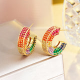 ThreeGraces Multicolor CZ Hoop Earrings for Women
