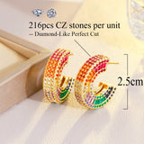 ThreeGraces Multicolor CZ Hoop Earrings for Women