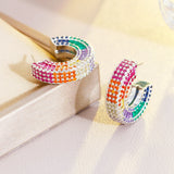 ThreeGraces Multicolor CZ Hoop Earrings for Women
