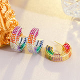 ThreeGraces Multicolor CZ Hoop Earrings for Women