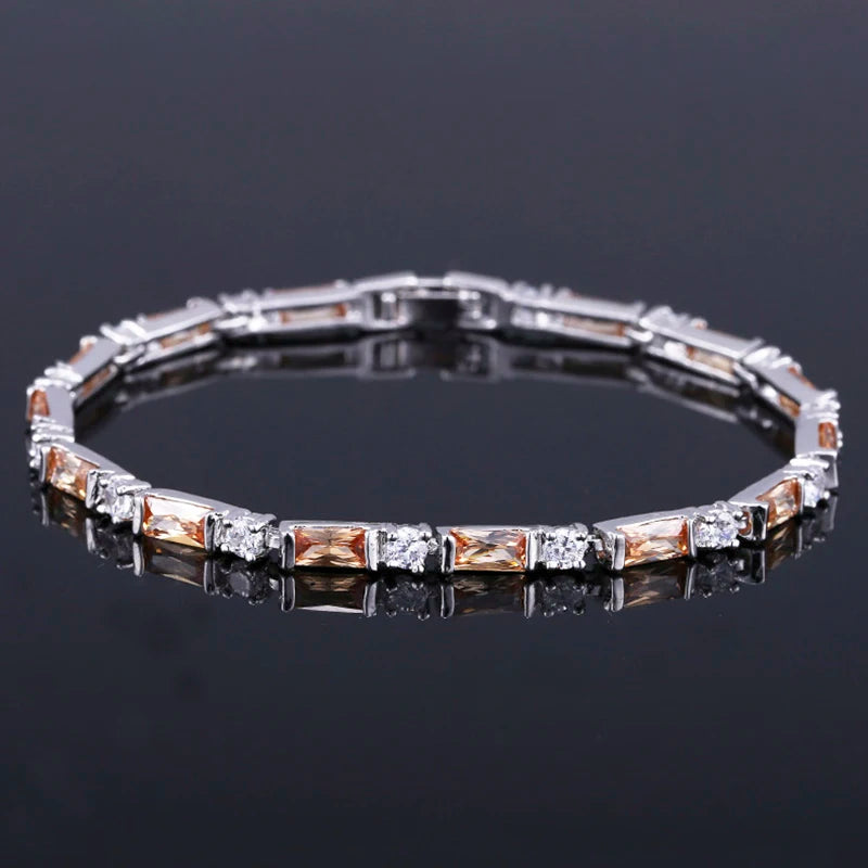 ThreeGraces Silver CZ & Multicolored Crystal Bracelet for Women