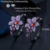 ThreeGraces Multicolor CZ Big Flower Hoop Earrings E1009