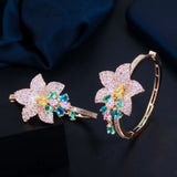 ThreeGraces Multicolor CZ Big Flower Hoop Earrings E1009