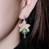 ThreeGraces Multicolor CZ Big Flower Hoop Earrings E1009