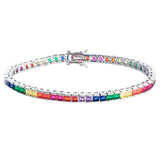 ThreeGraces Multicolor CZ Square Tennis Bracelet for Women Party Jewelry