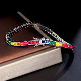 ThreeGraces Multicolor CZ Square Tennis Bracelet for Women Party Jewelry
