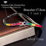 ThreeGraces Multicolor CZ Square Tennis Bracelet for Women Party Jewelry
