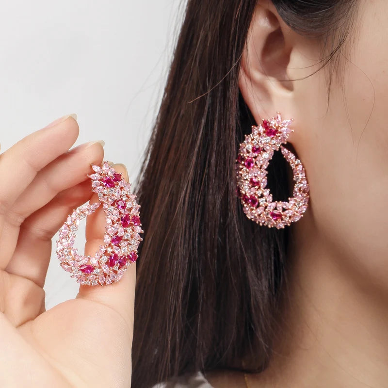 ThreeGraces Silver Flower CZ Earrings ER081