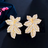 Leaf Shape Dangle Drop Earrings Micro Pave CZ ER743