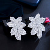 Leaf Shape Dangle Drop Earrings Micro Pave CZ ER743