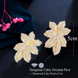 Leaf Shape Dangle Drop Earrings Micro Pave CZ ER743