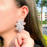 Leaf Shape Dangle Drop Earrings Micro Pave CZ ER743