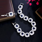 Red CZ Bridal Heart Link Bracelet for Women Dubai Party Jewelry