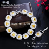 Red CZ Bridal Heart Link Bracelet for Women Dubai Party Jewelry