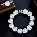 Red CZ Bridal Heart Link Bracelet for Women Dubai Party Jewelry