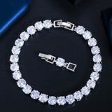 ThreeGraces Round CZ Crystal Wedding Bracelet For Brides