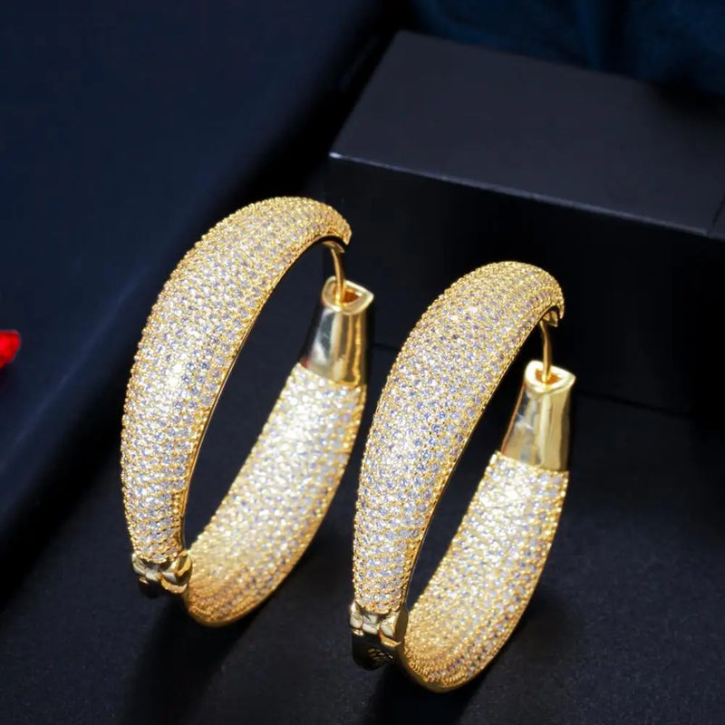 ThreeGraces CZ Hoop Earrings for Party ER510