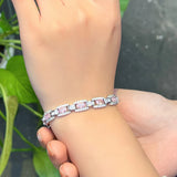 Pink CZ Silver Chain Bracelet for Women BR265