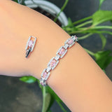Pink CZ Silver Chain Bracelet for Women BR265