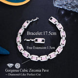 Pink CZ Silver Chain Bracelet for Women BR265