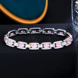 Pink CZ Silver Chain Bracelet for Women BR265