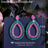 ThreeGraces Fuchsia Dangle Earrings CZ Crystal Costume Party Jewelry