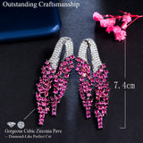 Hot Pink CZ Long Dangle Drop Earrings for Women ER861
