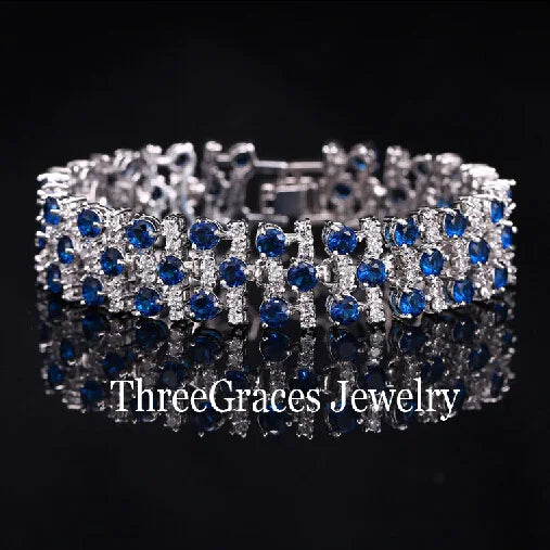 Royal CZ Crystal Stone Big Bracelets Bangles For Women