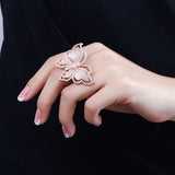 ThreeGraces Large Butterfly CZ Stone Wedding Party Rings for Women RG076