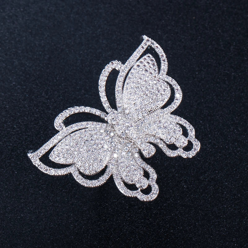 ThreeGraces Large Butterfly CZ Stone Wedding Party Rings for Women RG076