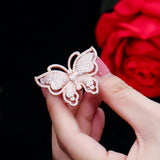 ThreeGraces Large Butterfly CZ Stone Wedding Party Rings for Women RG076