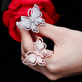 ThreeGraces Large Butterfly CZ Stone Wedding Party Rings for Women RG076