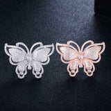 ThreeGraces Large Butterfly CZ Stone Wedding Party Rings for Women RG076