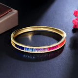 ThreeGraces Multicolor CZ Open Cuff Bangle for Women Bridal Party Jewelry