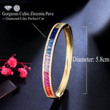 ThreeGraces Multicolor CZ Open Cuff Bangle for Women Bridal Party Jewelry