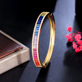 ThreeGraces Multicolor CZ Open Cuff Bangle for Women Bridal Party Jewelry