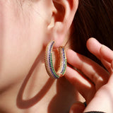 Green CZ Circle Hoop Earrings for Party ER544
