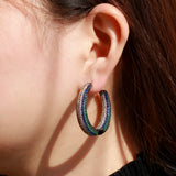 Green CZ Circle Hoop Earrings for Party ER544