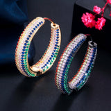 Green CZ Circle Hoop Earrings for Party ER544