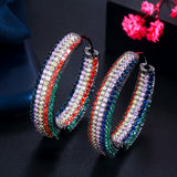 Green CZ Circle Hoop Earrings for Party ER544