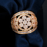 ThreeGraces Dubai CZ Flower Finger Ring Wedding Jewelry Women RG108