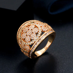 ThreeGraces Dubai CZ Flower Finger Ring Wedding Jewelry Women RG108