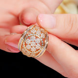 ThreeGraces Dubai CZ Flower Finger Ring Wedding Jewelry Women RG108