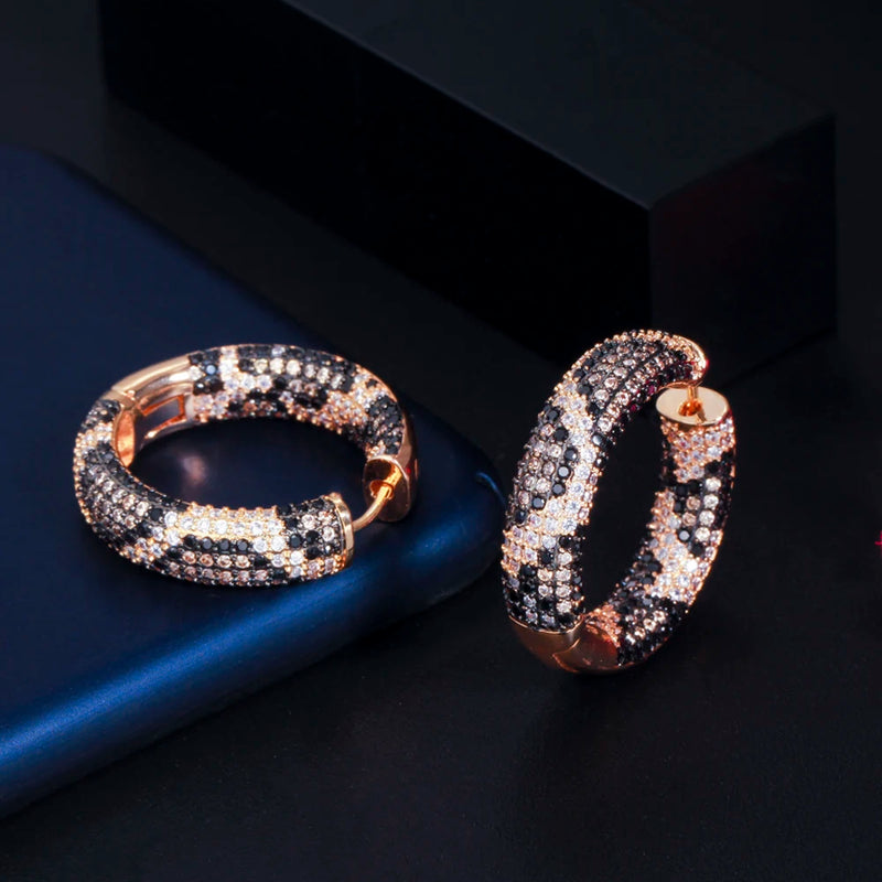 Leopard Hoop Earrings Multicolor Zirconia Dubai Wedding Jewelry