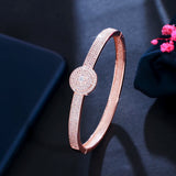 ThreeGraces Micro Pave CZ Silver Open Cuff Bangle Bracelet for Women
